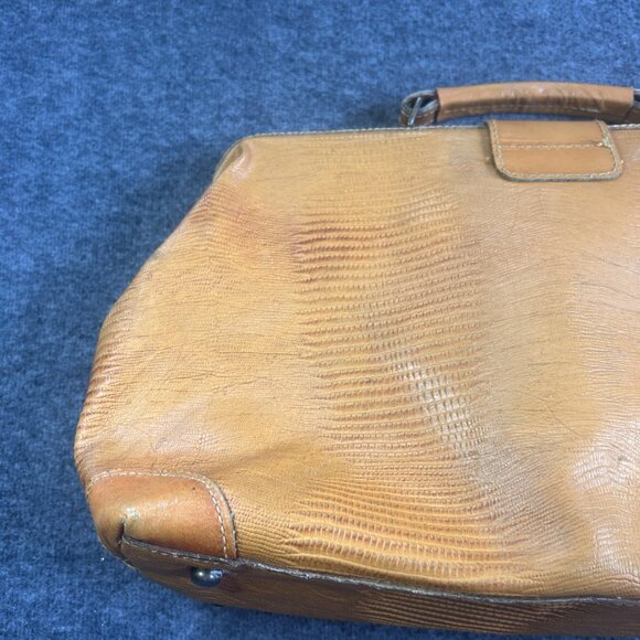 Vintage ROBERTO ROMA Italy Purse Brown Reptile Leather Satchel Weekender - Picture 7 of 16